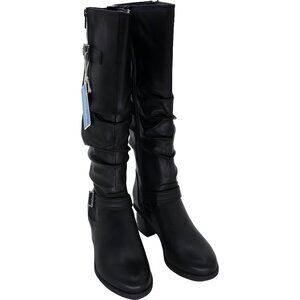 White Mountain Desirable Knee High Buckle Boots Black Women's US 8M